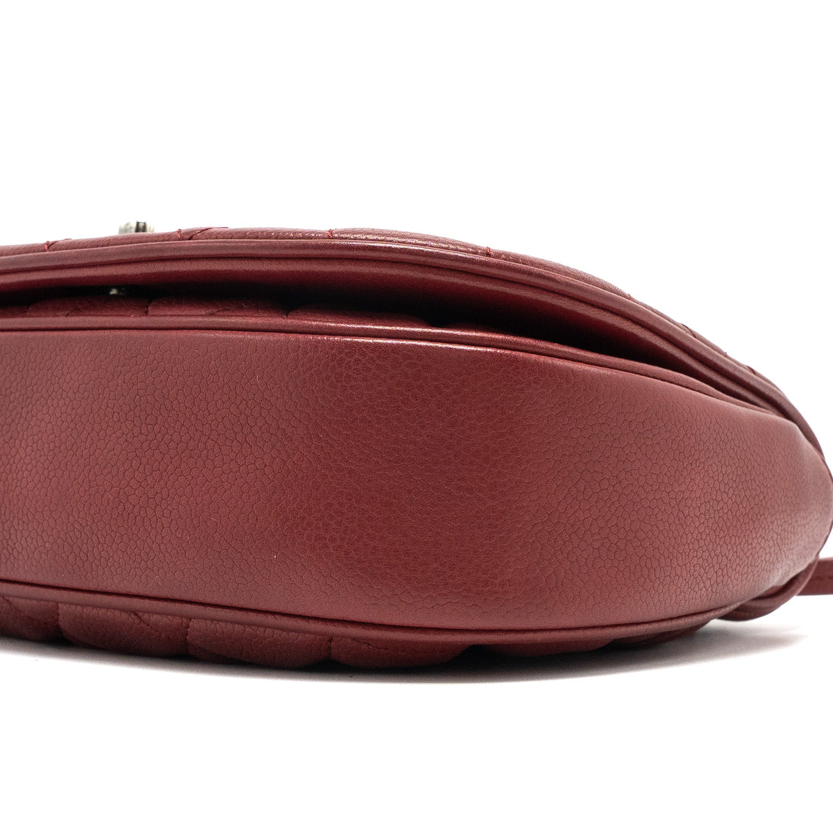 ROUND CROSSBODY MESSENGER BAG CAVIAR RED BRUSHED GOLD/RUTHENIUM SILVER HARDWARE