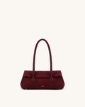 Solenne Faux Suede East-West Shoulder Bag - Claret